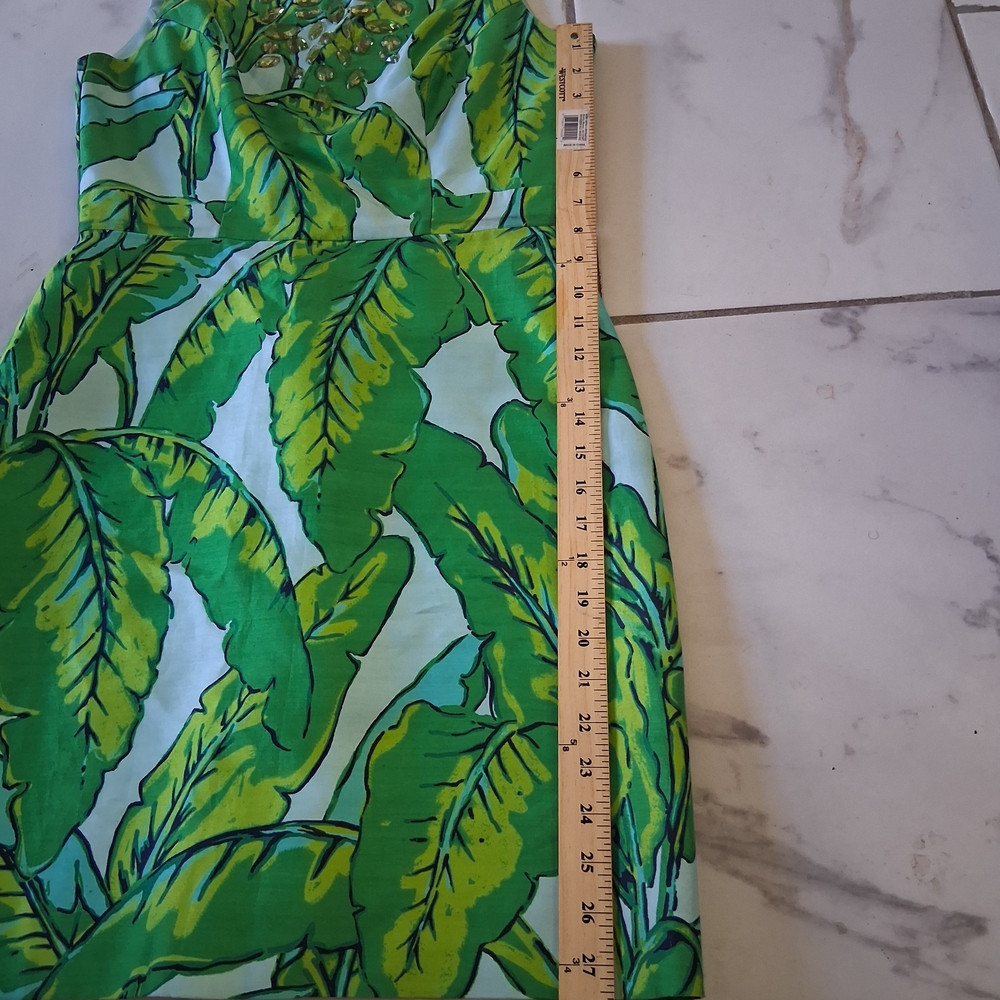 Vineyard Vines Green Leaf Midi Dress Silk Blend - Picture 9 of 13